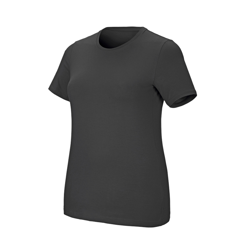 Maglie | Pullover | Bluse: e.s. t-shirt cotton stretch, donna, plus fit + antracite  2