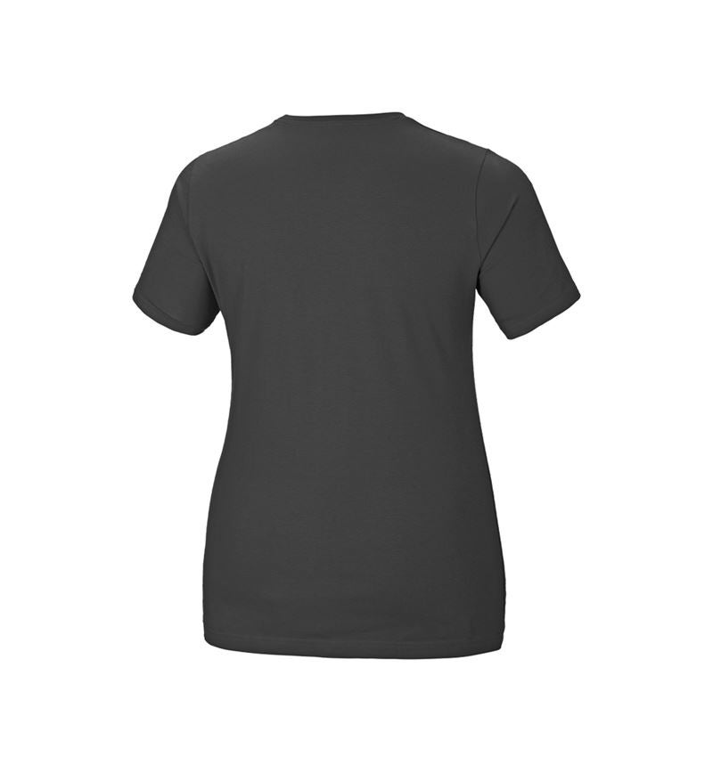 Maglie | Pullover | Bluse: e.s. t-shirt cotton stretch, donna, plus fit + antracite  3