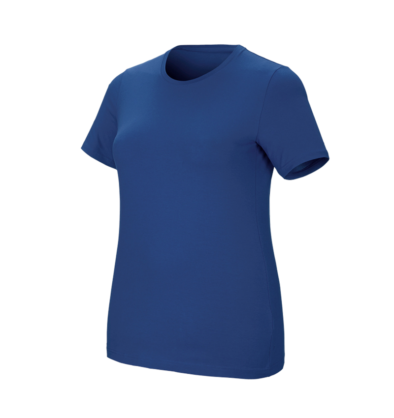 Maglie | Pullover | Bluse: e.s. t-shirt cotton stretch, donna, plus fit + blu alcalino 2
