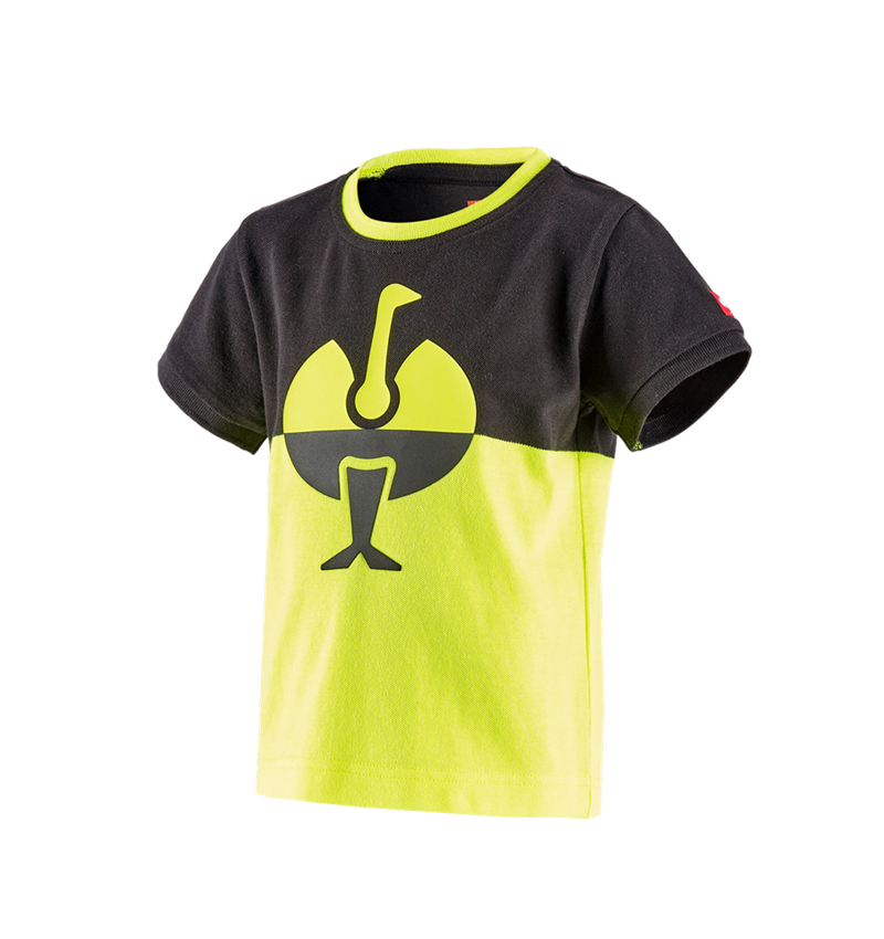 Temi: e.s. Piqué-Shirt colourblock, bambino + nero/giallo fluo 2