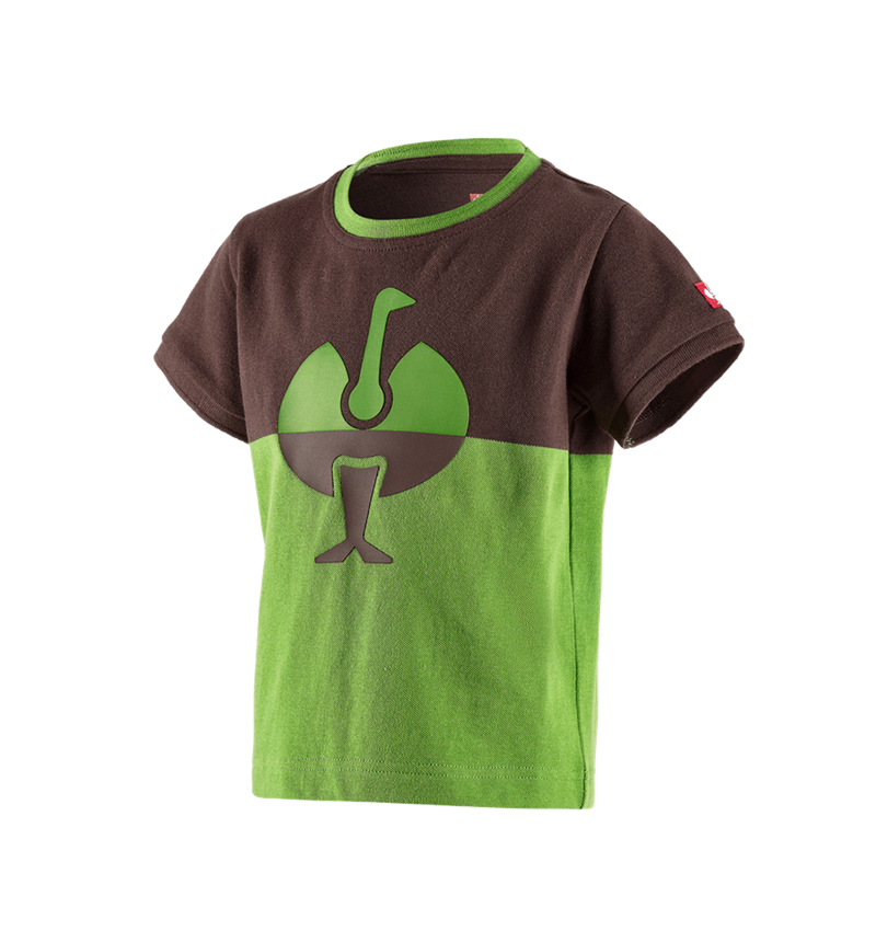 Temi: e.s. Piqué-Shirt colourblock, bambino + castagna/verde mare 2