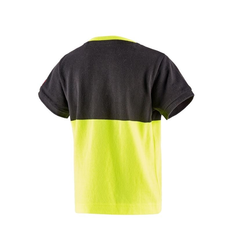 Maglie | Pullover | T-Shirt: e.s. Piqué-Shirt colourblock, bambino + nero/giallo fluo 3