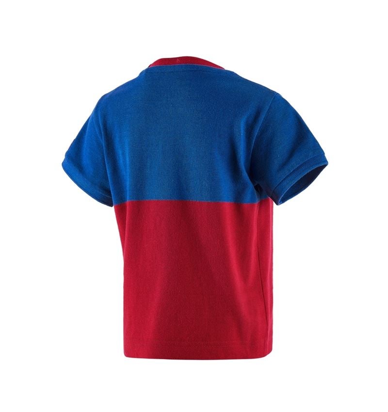 Temi: e.s. Piqué-Shirt colourblock, bambino + blu reale/rosso fuoco 3