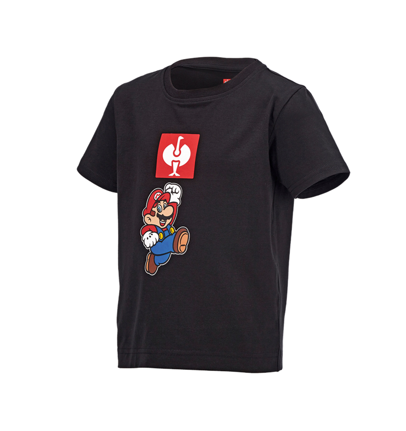 Shirts & Co.: Super Mario T-Shirt, Kinder + schwarz