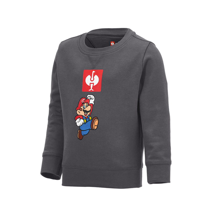 Shirts & Co.: Super Mario Sweatshirt, Kinder + anthrazit 2