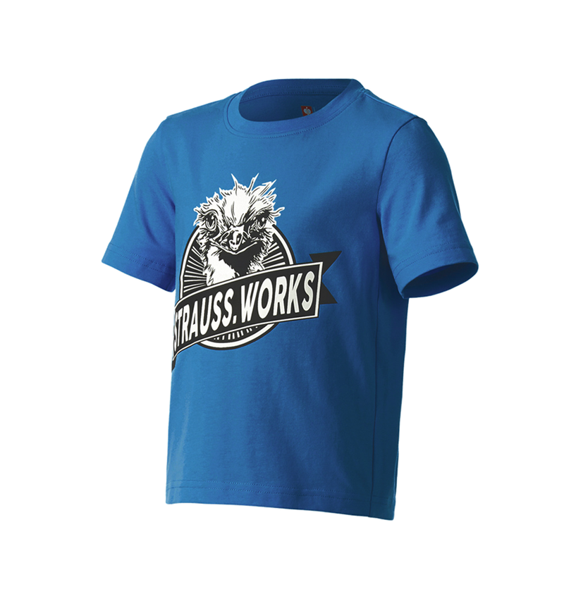 Maglie | Pullover | T-Shirt: e.s. t-shirt strauss works, bambino + blu genziana