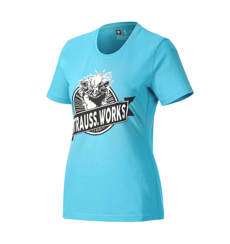 Maglie | Pullover | Bluse: e.s. t-shirt strauss works, donna + turchese lapis 4
