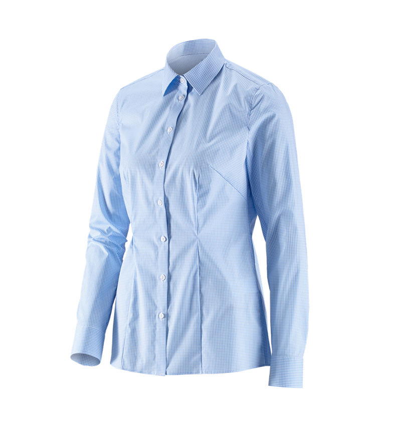 Maglie | Pullover | Bluse: e.s. blusa Business cotton stretch, donna,reg. fit + blu gelo a scacchi 2
