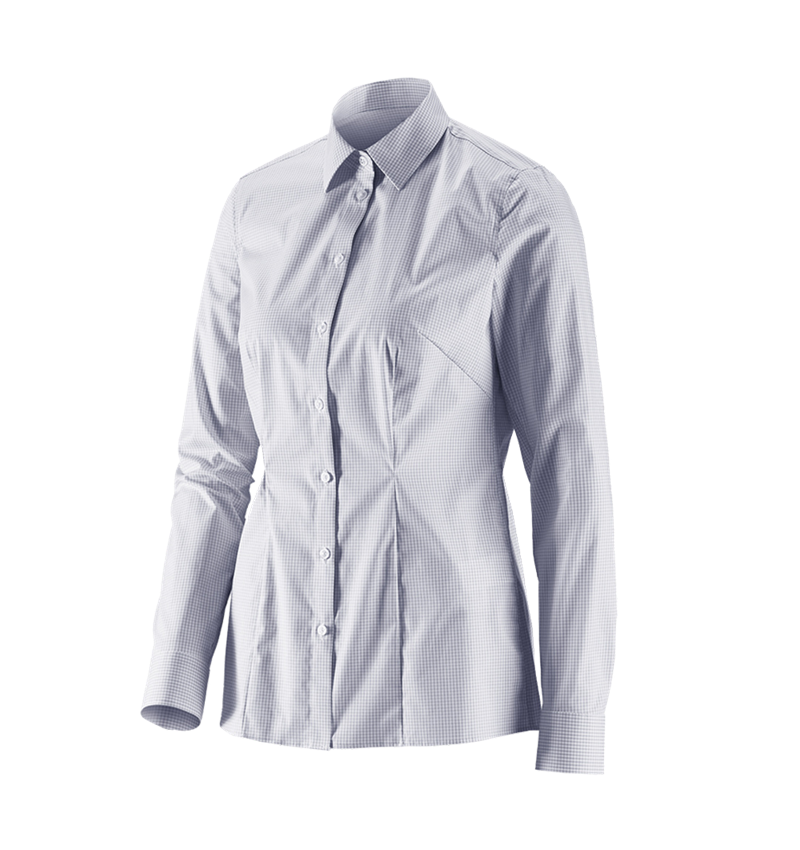 Maglie | Pullover | Bluse: e.s. blusa Business cotton stretch, donna,reg. fit + grigio nebbia a scacchi 2