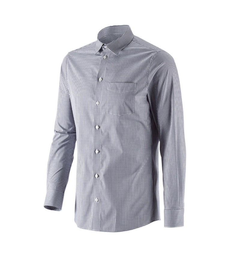 Maglie | Pullover | Camicie: e.s. camicia Business cotton stretch, slim fit + blu scuro a scacchi 2
