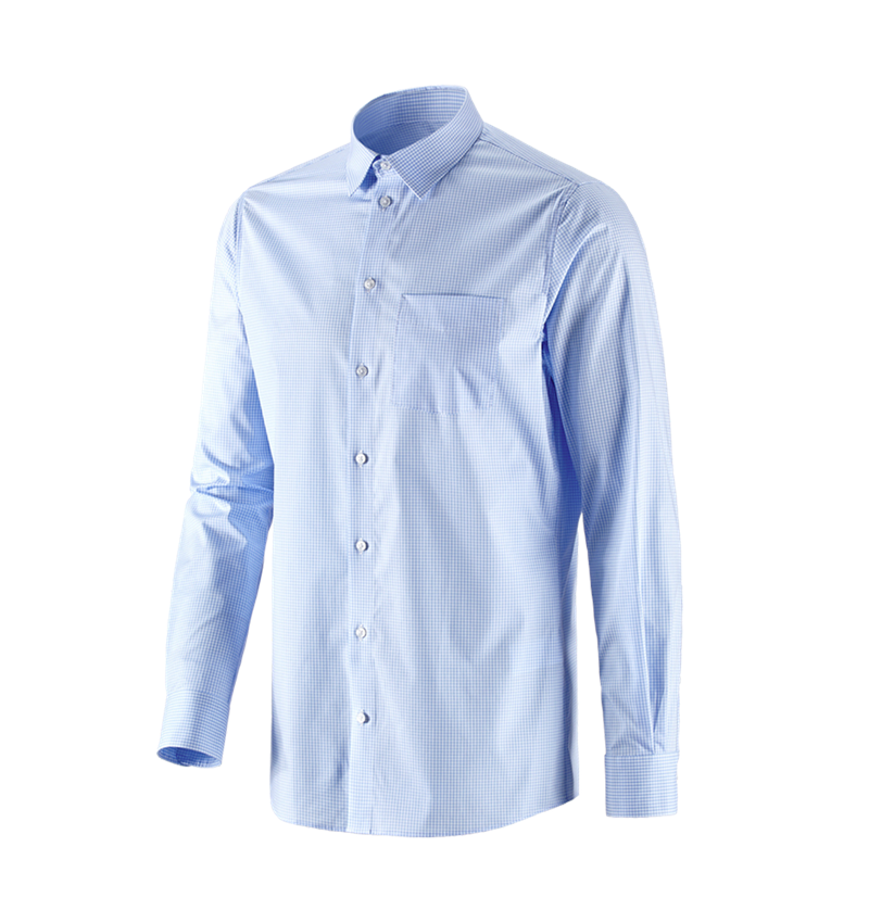Maglie | Pullover | Camicie: e.s. camicia Business cotton stretch, regular fit + blu gelo a scacchi 3