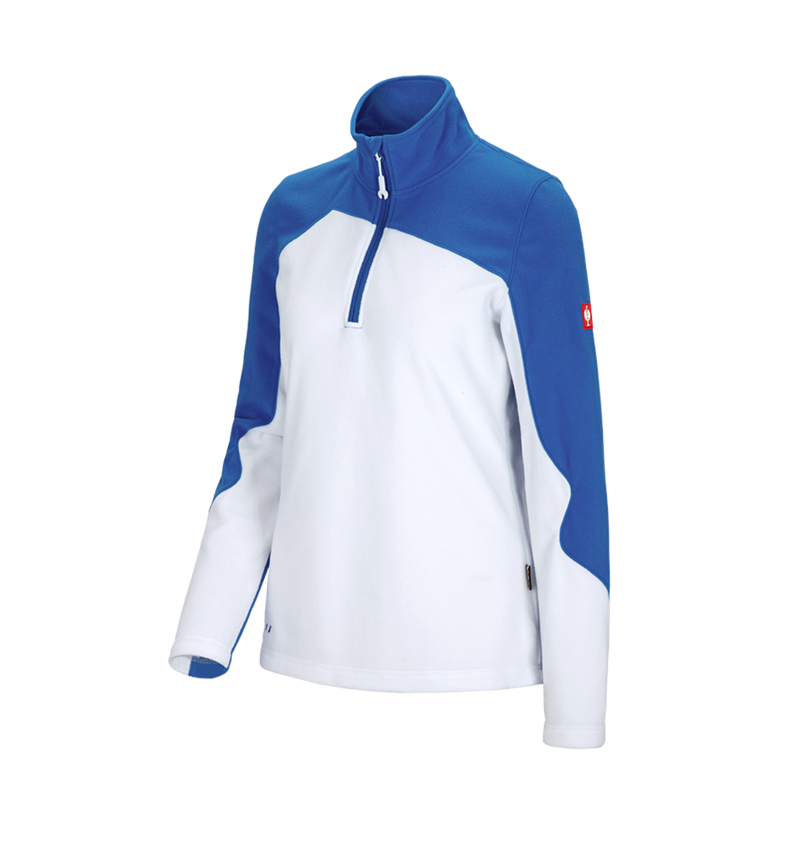 Maglie | Pullover | Bluse: Troyer in pile e.s.motion 2020, donna + bianco/blu genziana 2