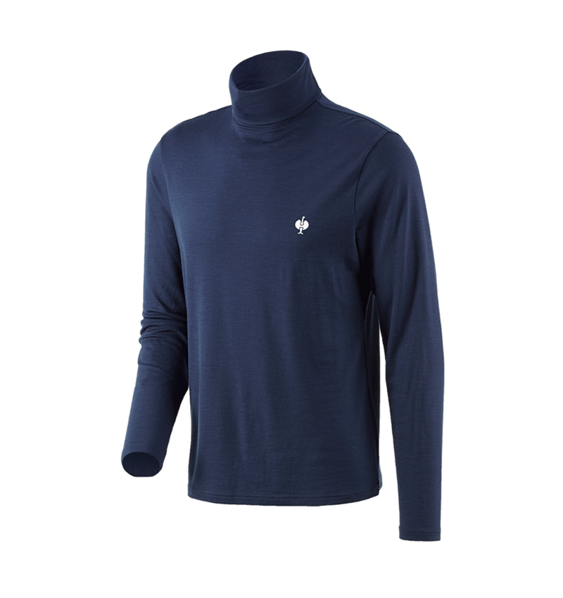 Maglie | Pullover | Camicie: Maglia a collo alto merino e.s.trail + blu profondo/bianco 2