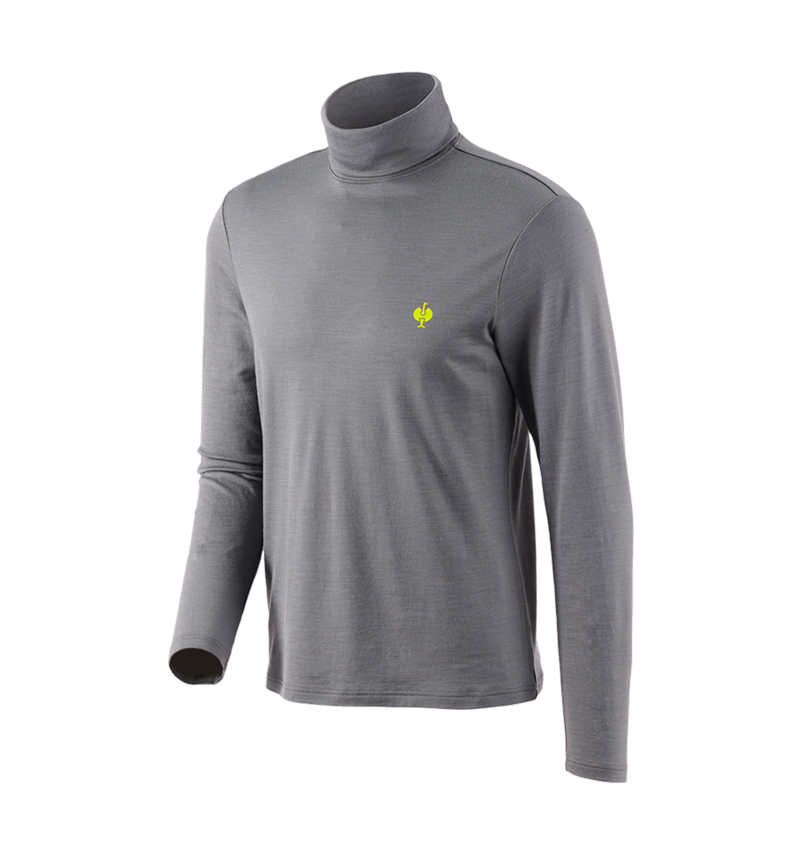 Maglie | Pullover | Camicie: Maglia a collo alto merino e.s.trail + grigio basalto/giallo acido 2