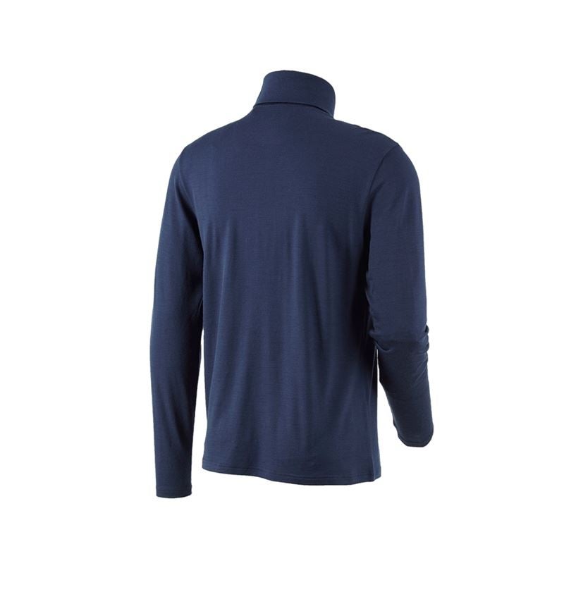 Maglie | Pullover | Camicie: Maglia a collo alto merino e.s.trail + blu profondo/bianco 3