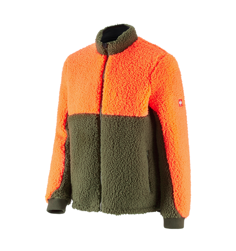 Freddo: e.s. giacca forestale in finta pelliccia + arancio fluo/verde fango 2
