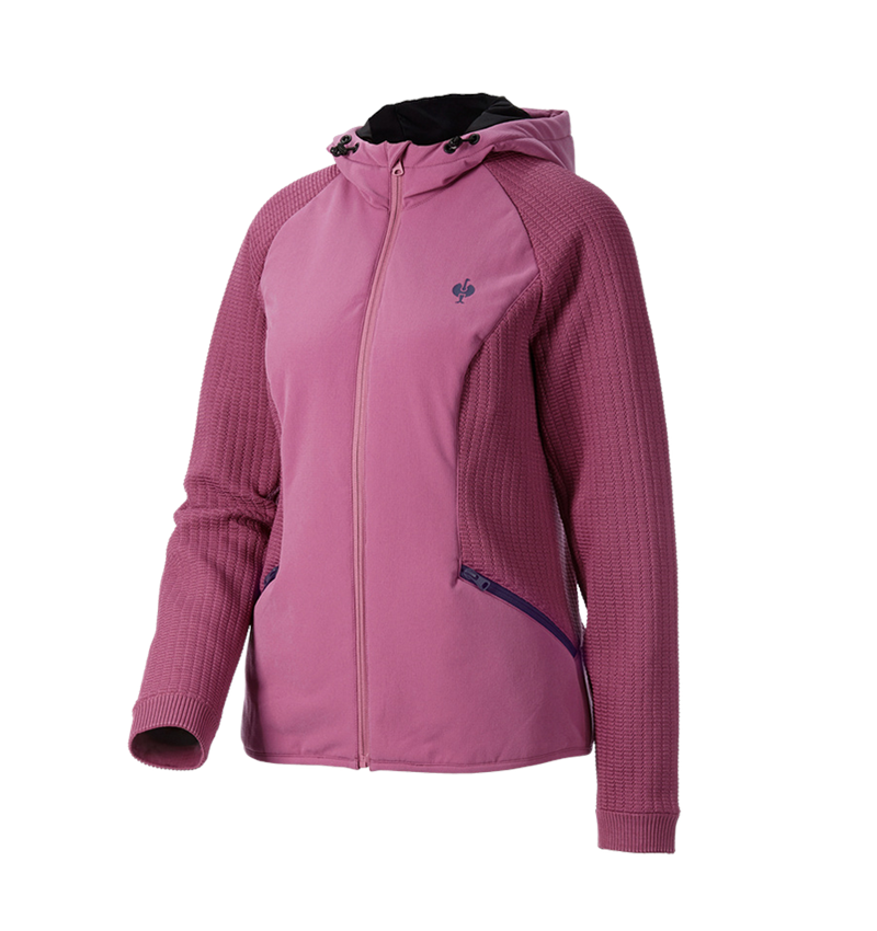 Abbigliamento: Giacca ibr. in maglia c.cappuccio e.s.trail, donna + rosa tara/blu profondo 4