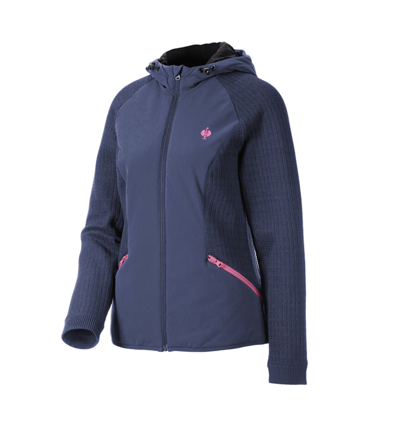 Abbigliamento: Giacca ibr. in maglia c.cappuccio e.s.trail, donna + blu profondo/rosa tara 4