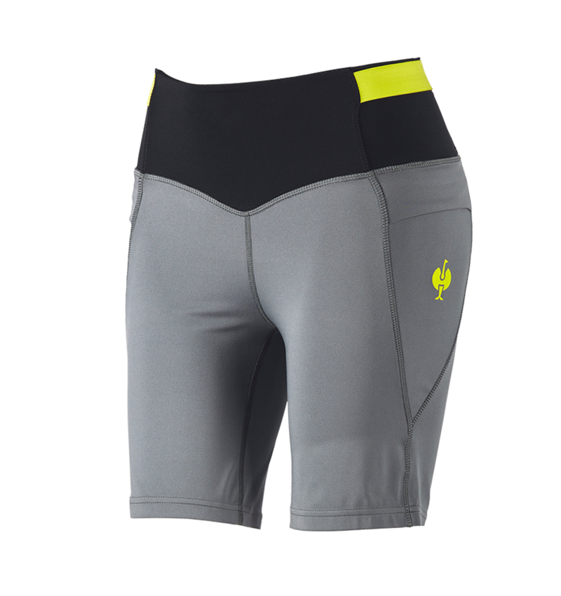 Pantaloni da lavoro: Race Tights Short e.s.trail, donna + grigio basalto/giallo acido 2