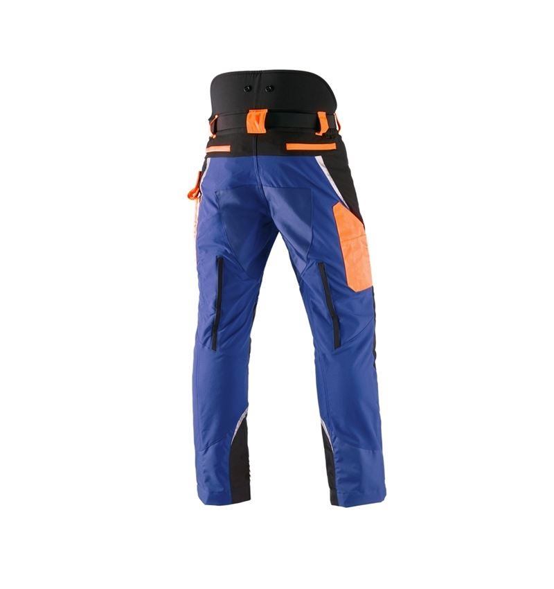 Giardinaggio / Forestale / Agricoltura: e.s. pantaloni antitaglio forestali, KWF + blu reale/arancio fluo 3