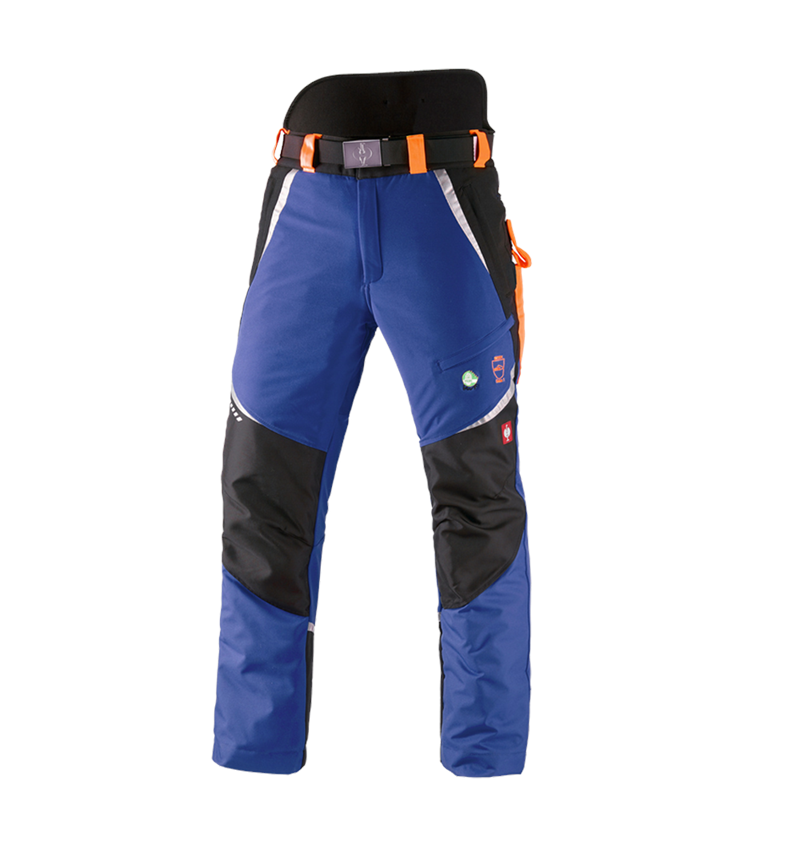 Giardinaggio / Forestale / Agricoltura: e.s. pantaloni antitaglio forestali, KWF + blu reale/arancio fluo 2