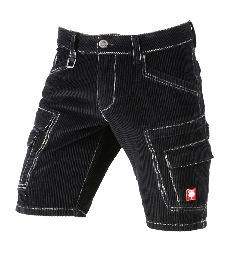 Pantaloni da lavoro: e.s. pantaloncini cargo velluto a coste stretch + nero 2