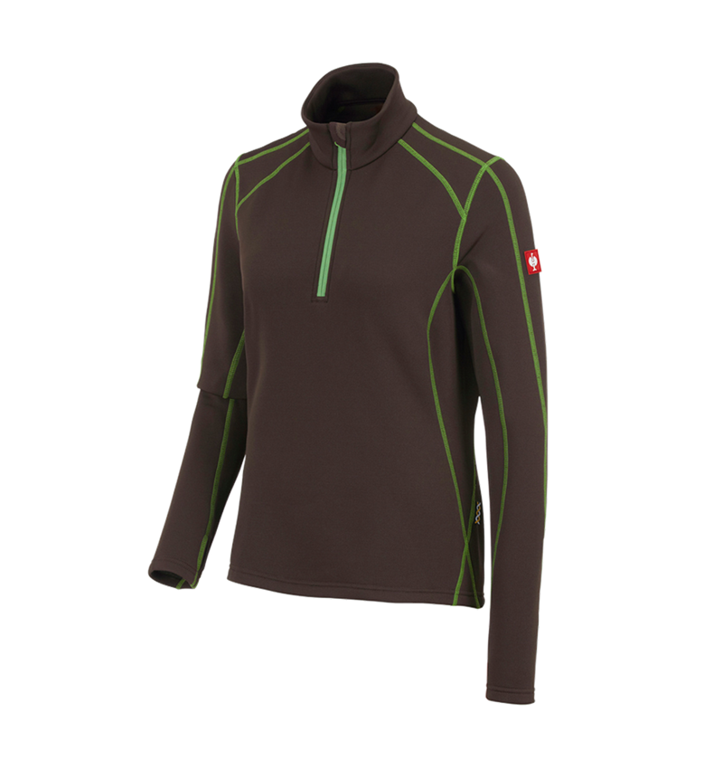 Maglie | Pullover | Bluse: Troyer funz. thermo stretch e.s.motion 2020, donna + castagna/verde mare 2