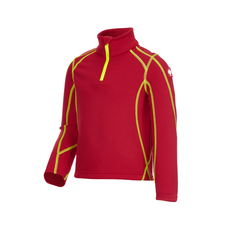 Maglie | Pullover | T-Shirt: Troyer funz. thermo stretch e.s.motion 2020, bamb. + rosso fuoco/giallo fluo