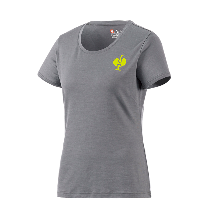 Maglie | Pullover | Bluse: T-Shirt merino e.s.trail, donna + grigio basalto/giallo acido 2