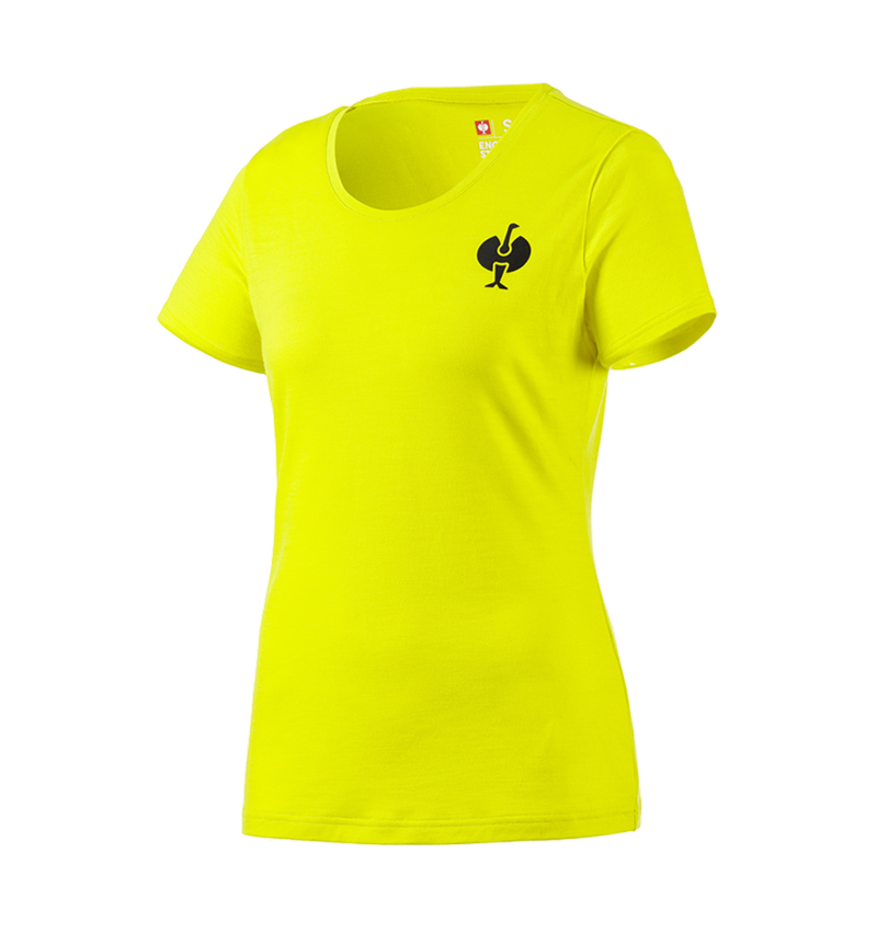 Temi: T-Shirt merino e.s.trail, donna + giallo acido/nero 3