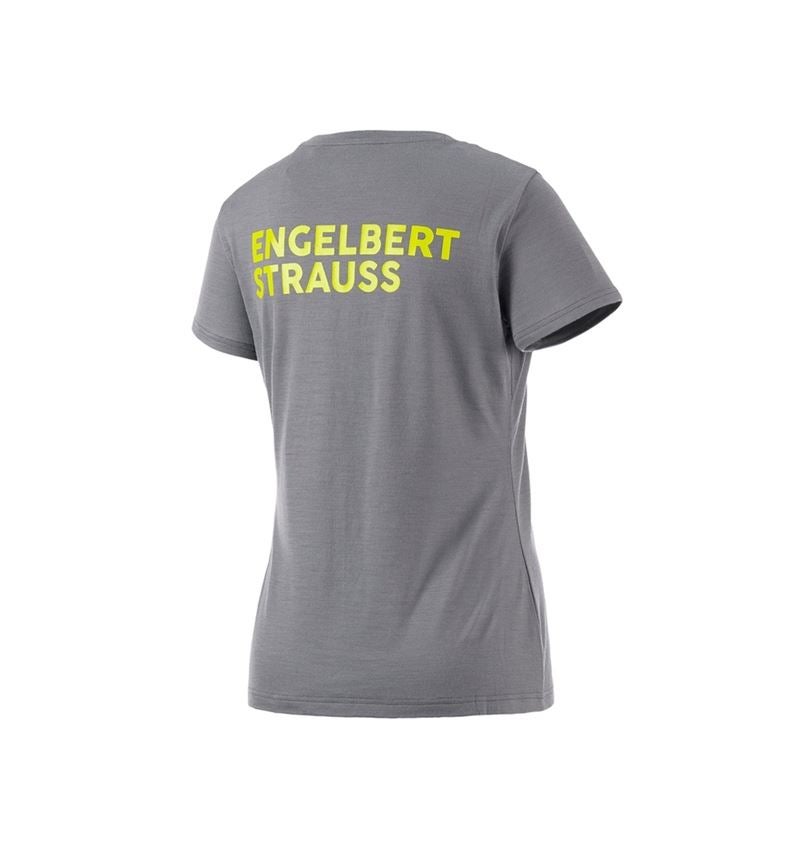 Abbigliamento: T-Shirt merino e.s.trail, donna + grigio basalto/giallo acido 3