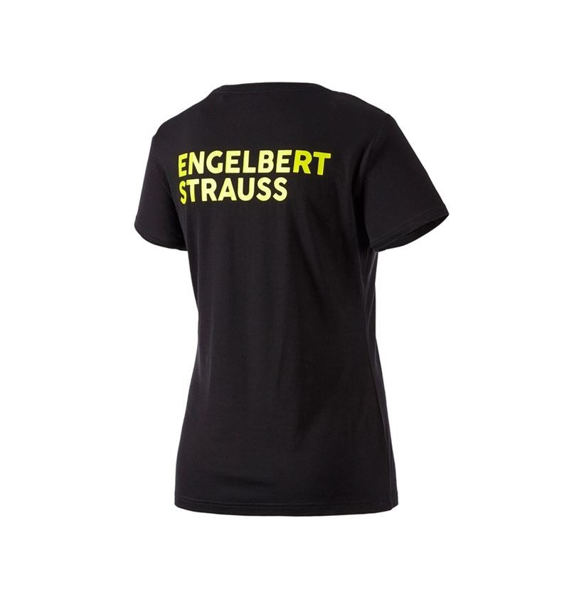 Temi: T-Shirt merino e.s.trail, donna + nero/giallo acido 3