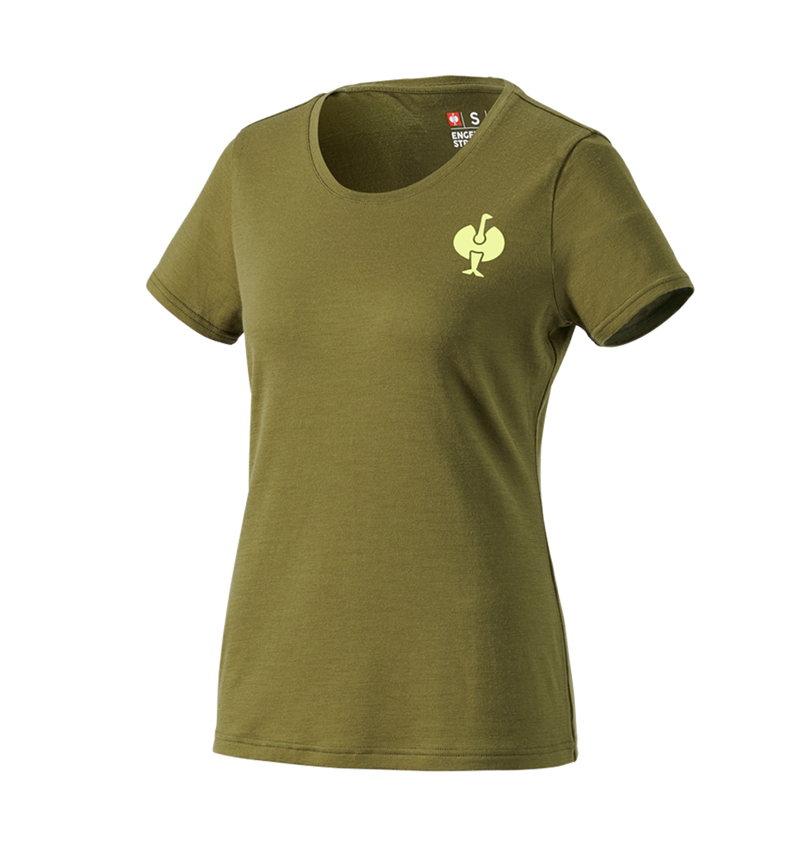 Abbigliamento: T-Shirt merino e.s.trail, donna + verde ginepro/verde lime 4