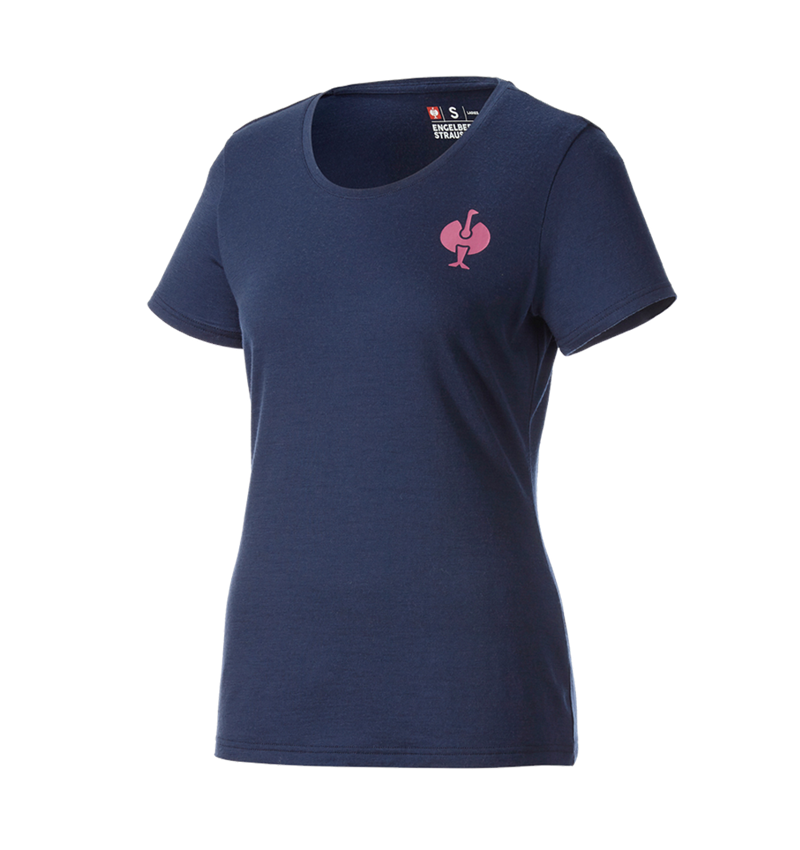 Maglie | Pullover | Bluse: T-Shirt merino e.s.trail, donna + blu profondo/rosa tara 5