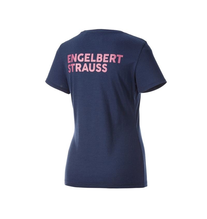 Temi: T-Shirt merino e.s.trail, donna + blu profondo/rosa tara 6