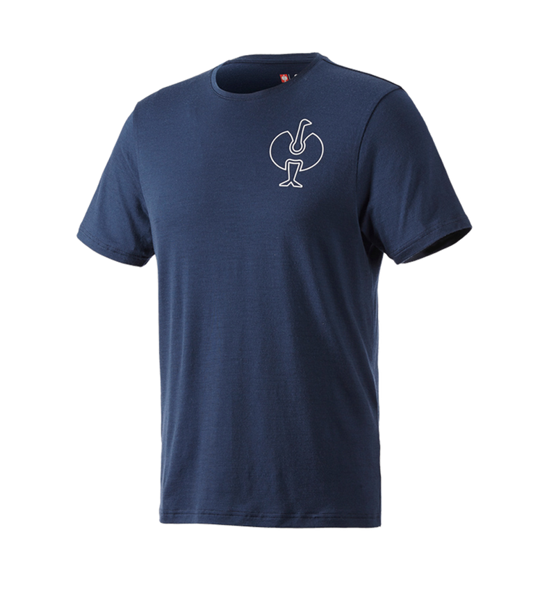 Maglie | Pullover | Camicie: T-Shirt merino e.s.trail + blu profondo/bianco 3