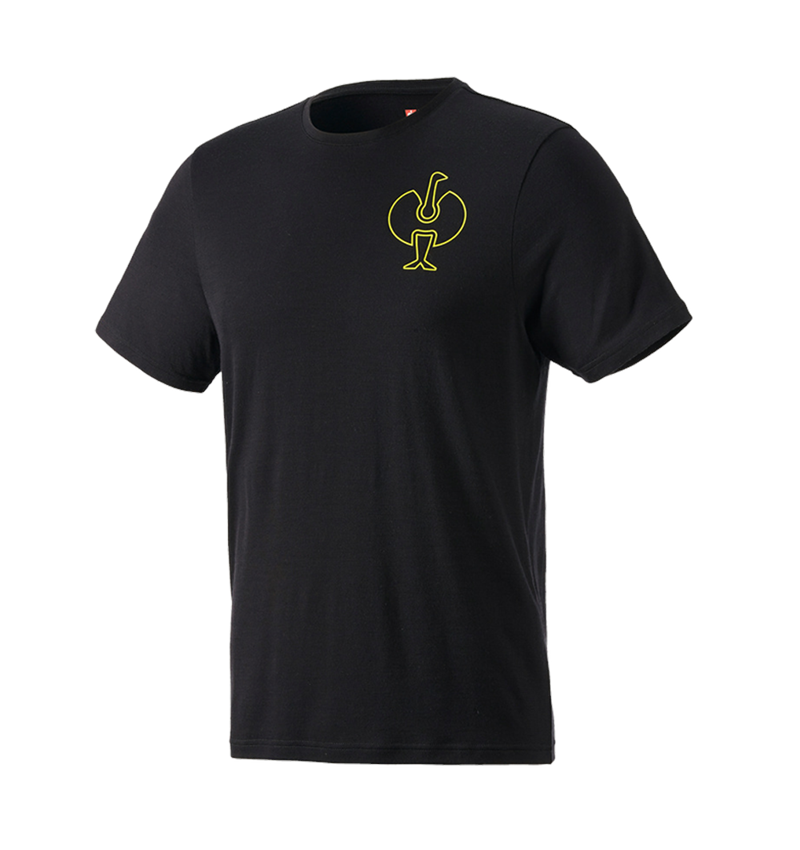 Maglie | Pullover | Camicie: T-Shirt merino e.s.trail + nero/giallo acido 2