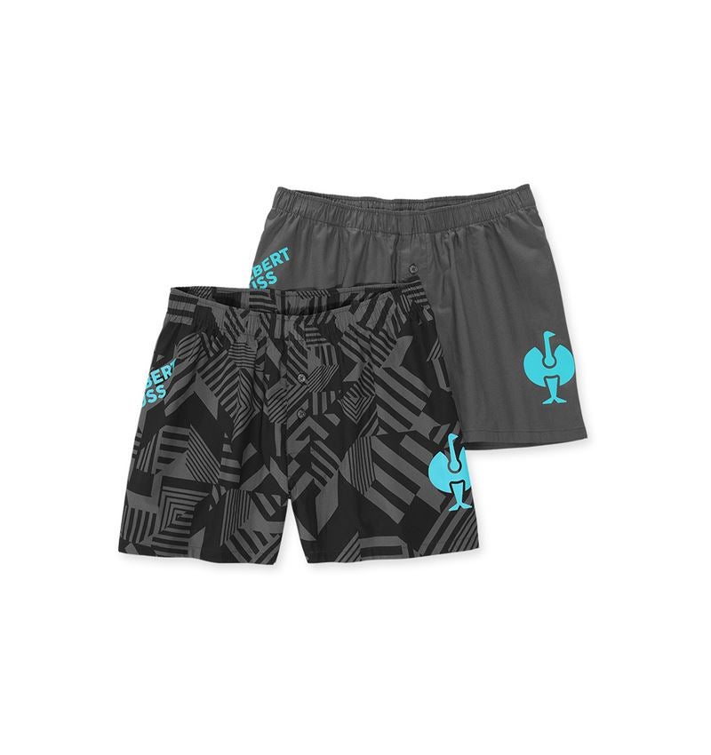 Intimo | Abbigliamento termico: Boxer Shorts cotton stretch e.s.trail, conf. da 2 + antracite /turchese lapis+nero/antracite /turchese lapis