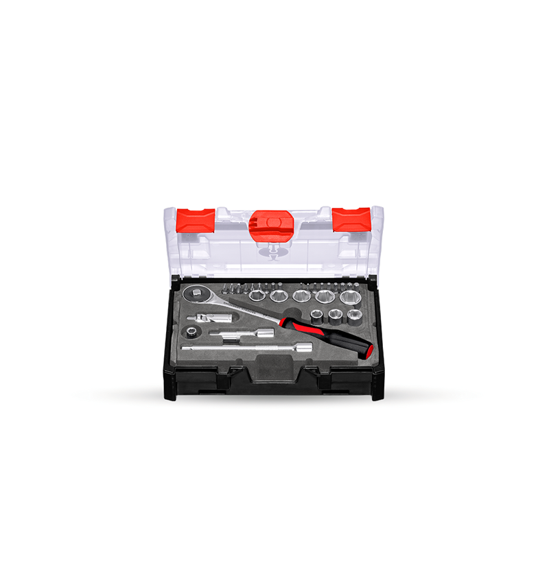Sistema STRAUSSbox: Set chiavi a tubo lockfix 3/8 n. STRAUSSbox mini