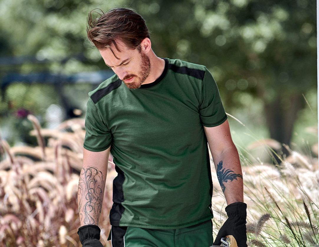 Giardinaggio / Forestale / Agricoltura: T-shirt cotton e.s.active + verde/nero