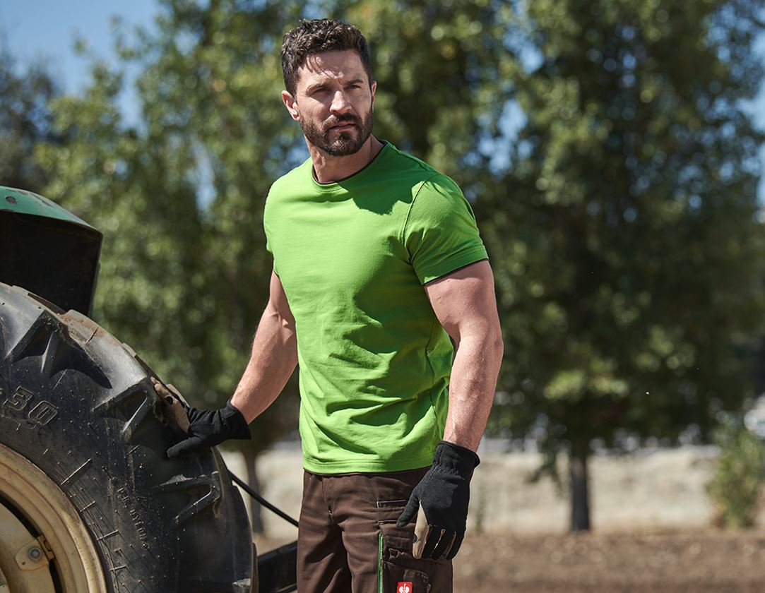 Maglie | Pullover | Camicie: e.s. t-shirt cotton stretch Layer + verde mare/castagna