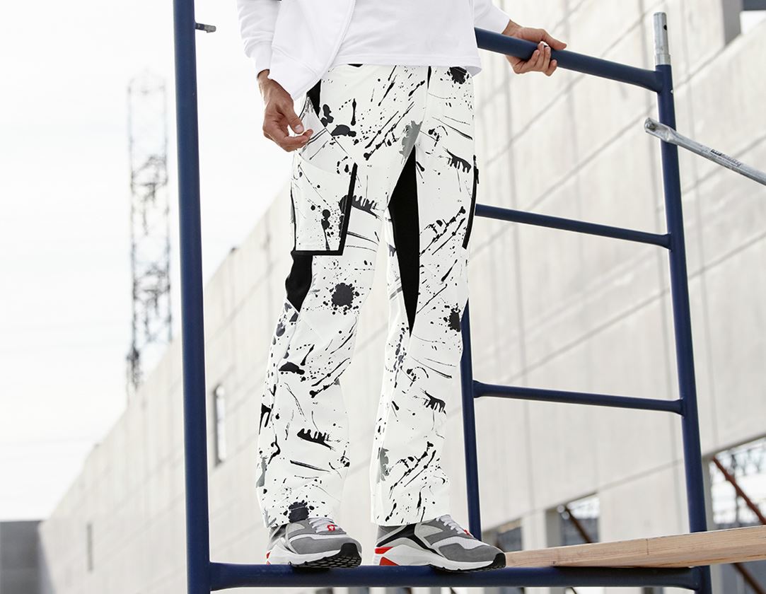 Pantaloni: e.s. pantaloni cargo stretch Painter + bianco/nero