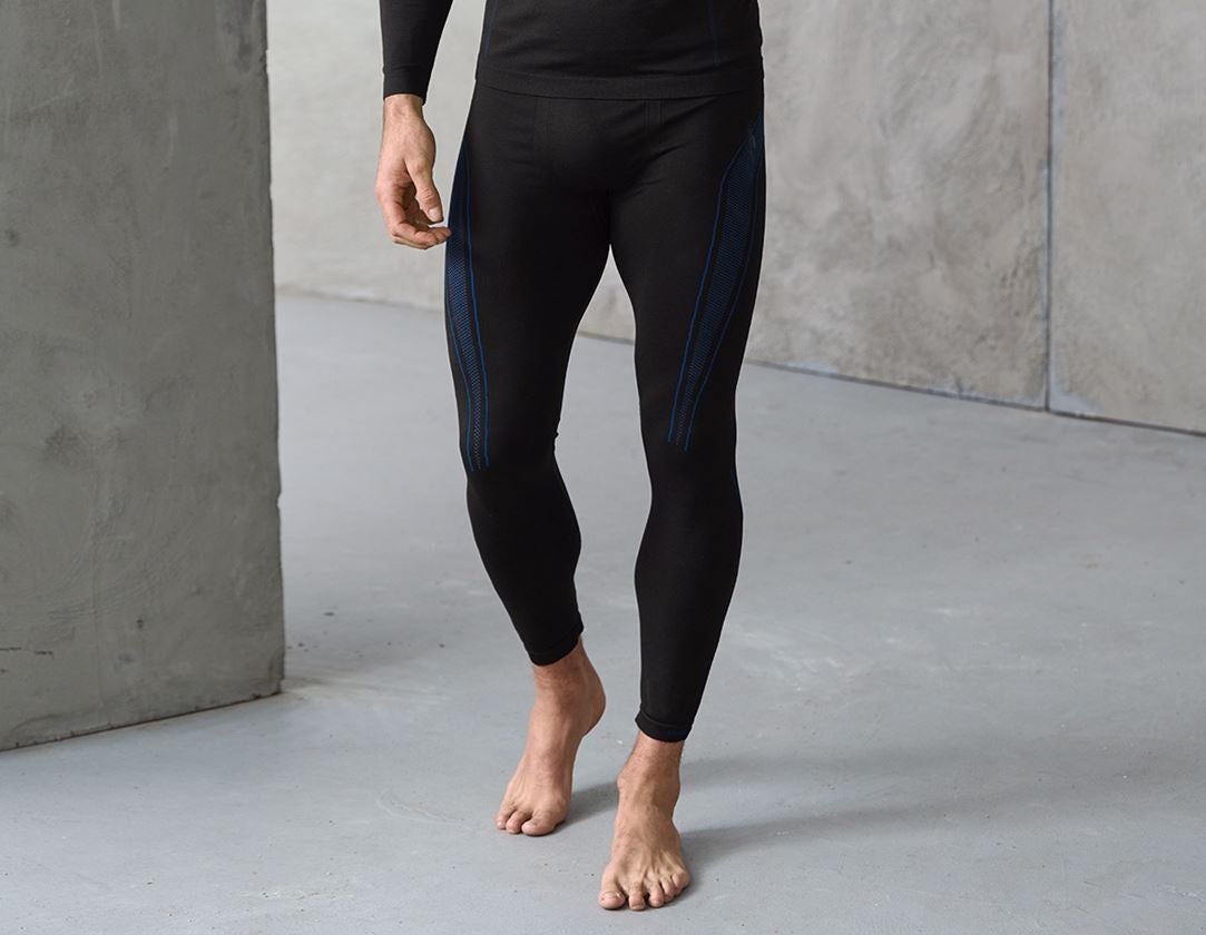 Freddo: e.s. long pants funzionali seamless-warm + nero/blu genziana