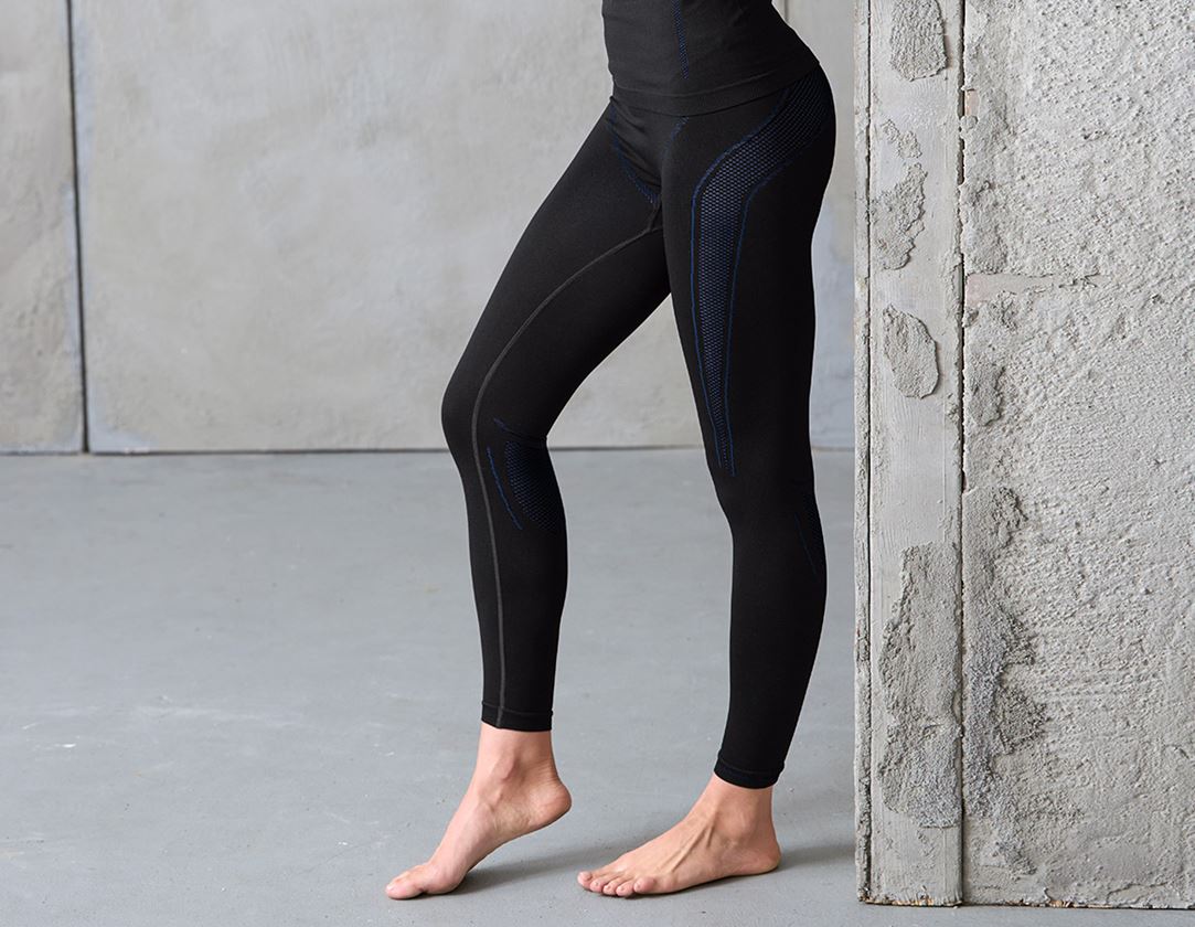 Intimo funzionale: e.s. long pants funzionali seamless - warm, donna + nero/blu genziana