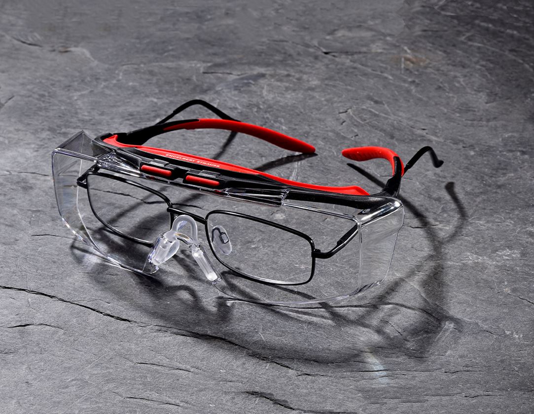 Schutzbrillen: e.s. Schutz-/Überbrille Loras + klar/rot/schwarz