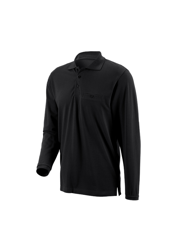 Maglie | Pullover | Camicie: e.s. longsleeve polo cotton Pocket + nero 1
