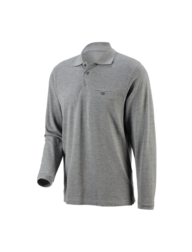Maglie | Pullover | Camicie: e.s. longsleeve polo cotton Pocket + grigio sfumato