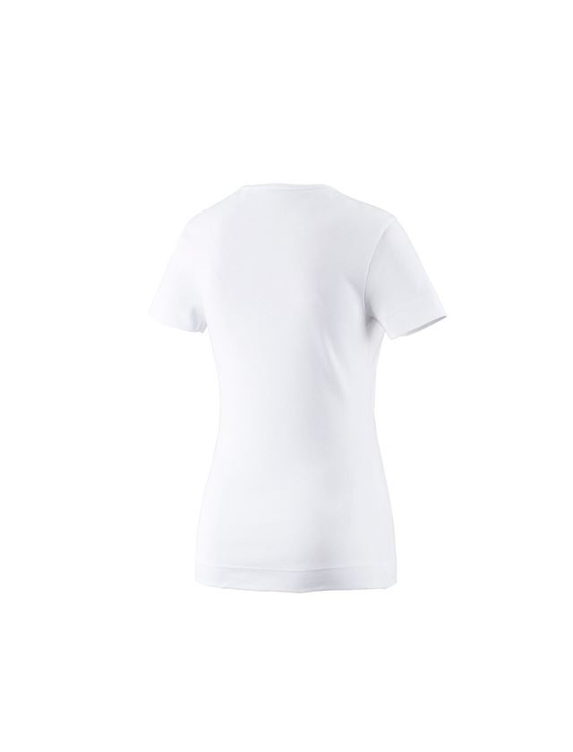 Maglie | Pullover | Bluse: e.s. t-shirt cotton V-Neck, donna + bianco 1