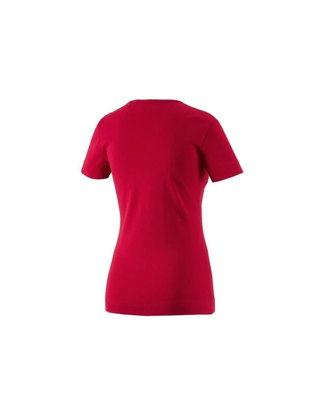 Maglie | Pullover | Bluse: e.s. t-shirt cotton V-Neck, donna + rosso 1