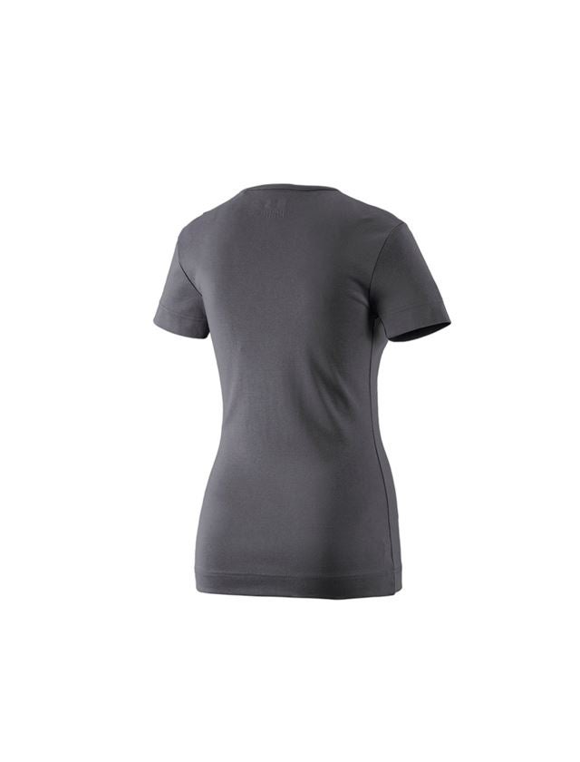 Maglie | Pullover | Bluse: e.s. t-shirt cotton V-Neck, donna + antracite  1